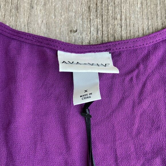 Ava & Viv Womens Tank Top Size X Sweet Plum Purple Sleeveless Ruched Drawstring - Picture 5 of 6